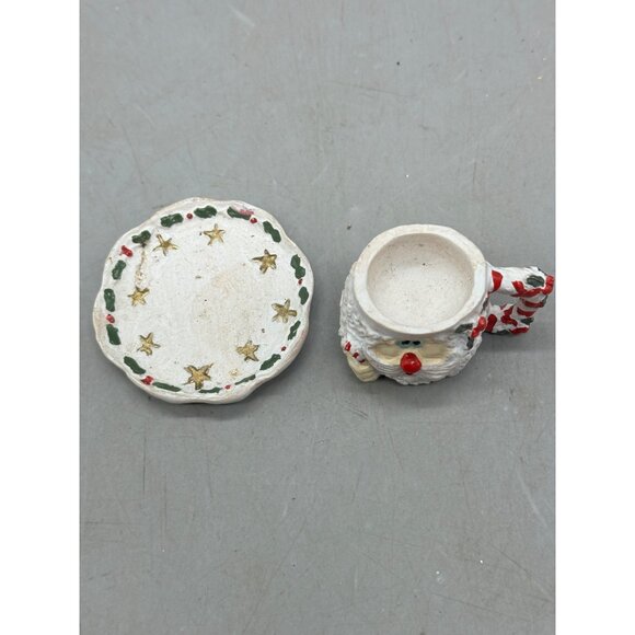 mini Santa Claus Ceramic Miniature Mug Plate Set Christmas Themed Decor READ - Picture 2 of 5